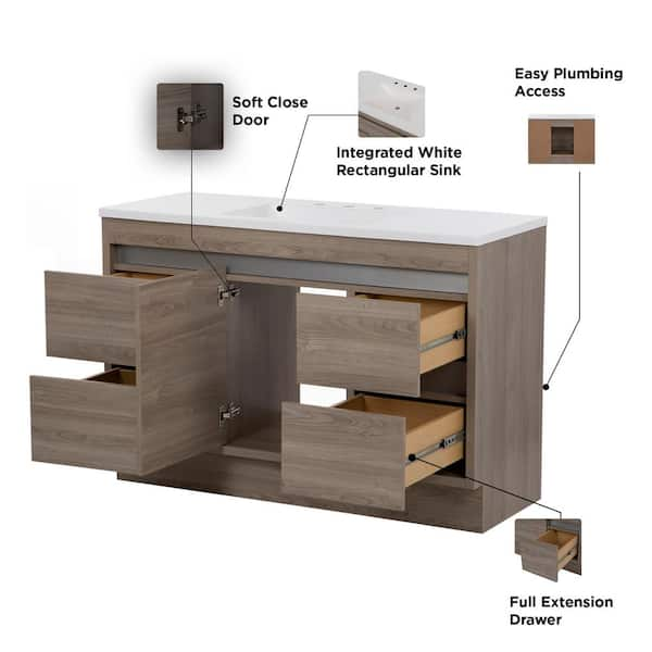 Home Decorators Collection Stockley 18 in. W x 19 in. D x 22 in. H Single  Sink Floating Bath Vanity in Forest Elm with White Cultured Marble Top  B36X20167 - The Home Depot