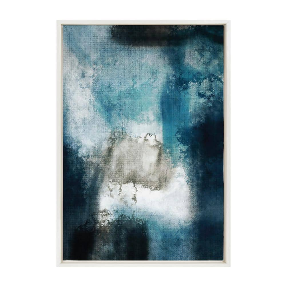 Kate and Laurel Sylvie Aqua Abstract 2 by Amy Lighthall 1-Piece Framed Canvas Abstract Art Print 33.00 in. x 23.00 in.