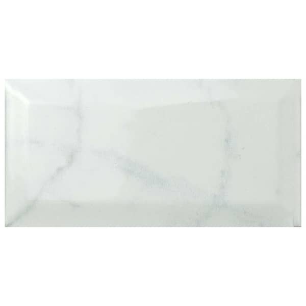Merola Tile Classico Carrara Glossy Metro 3 in. x 6 in. Ceramic Wall Take Home Tile Sample