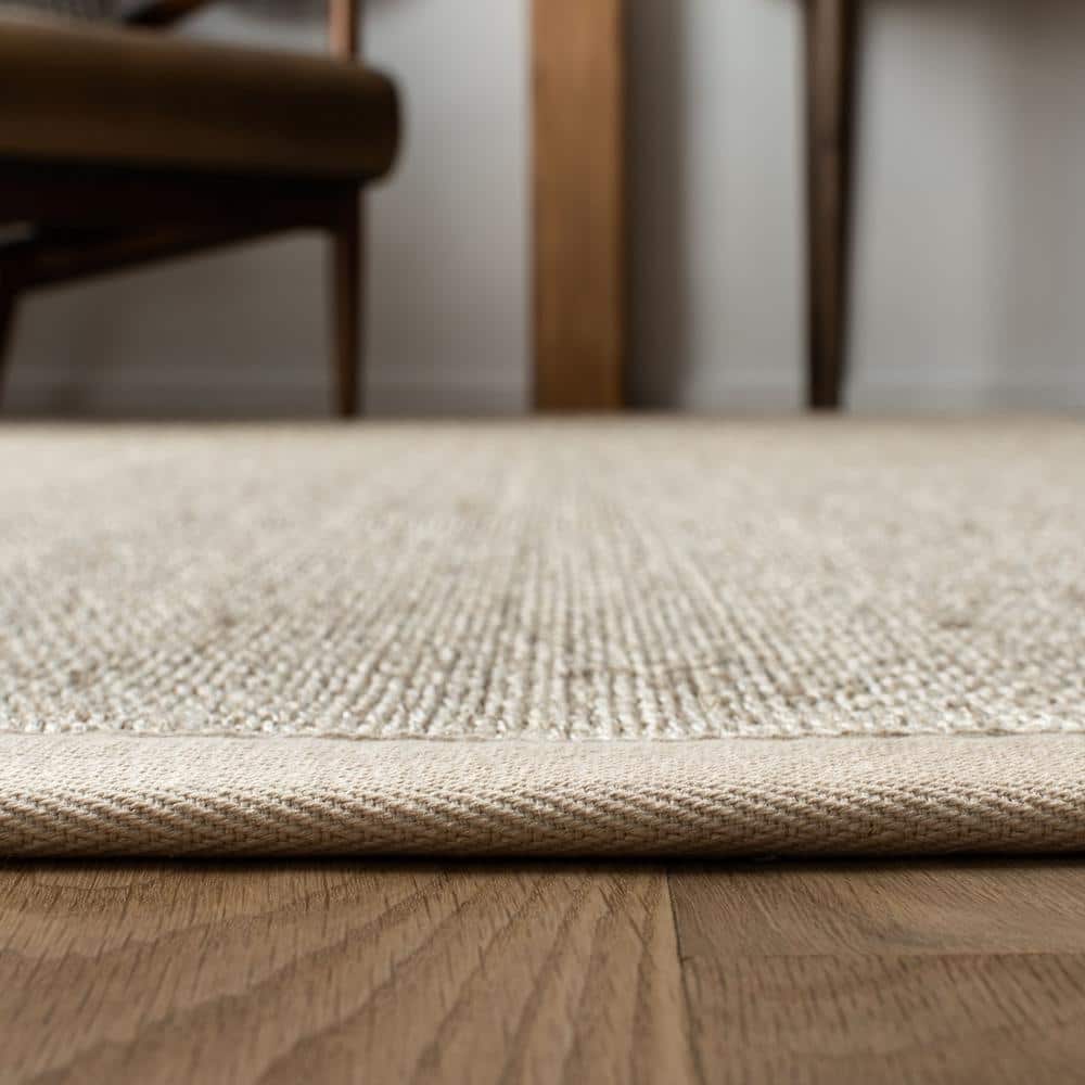 Marble Beige Hand-Knotted Natural Fiber Area Rug, 4' x 6'