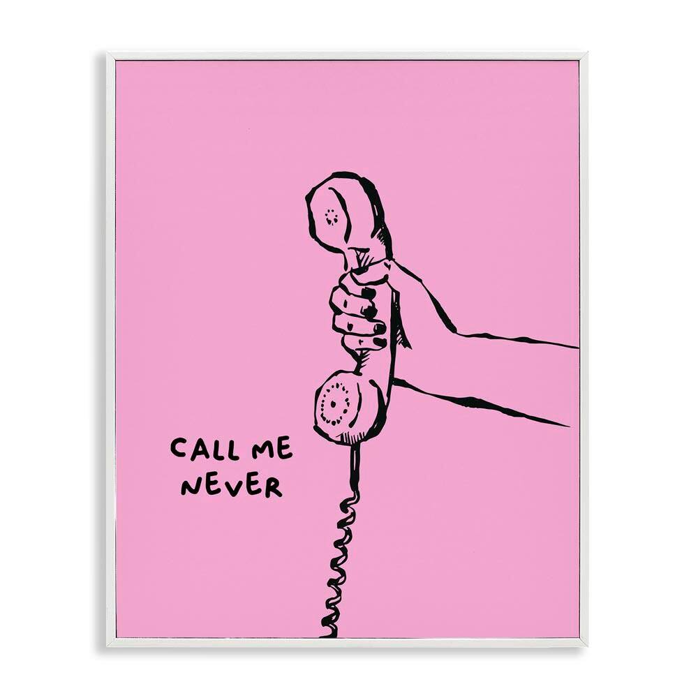 Call Me Never Phrase by House of Lulu White Framed Typography Giclee Art Print 20 in. x 16 in. price history on PriceWatchPro