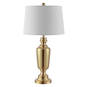 Ezra 28 in. Brass Table Lamp with White Shade