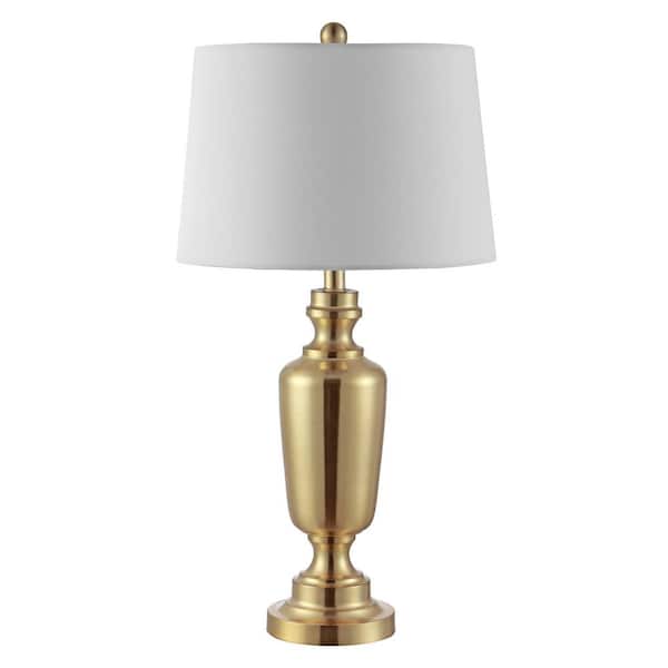 SAFAVIEH Ezra 28 in. Brass Table Lamp with White Shade