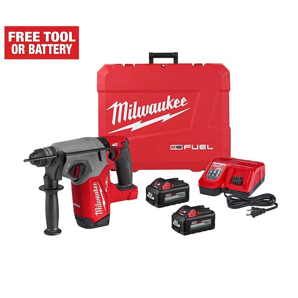 Milwaukee M18 FUEL 18V Lithium-Ion Brushless 1 in. Cordless SDS-Plus Rotary Hammer Kit Two 6.0 Ah Batteries, Hard Case 2912-22 - Home Depot