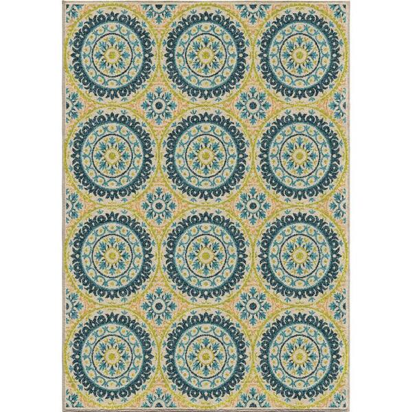 Orian Rugs Twirling Medallions Multi 5 ft. x 8 ft. Indoor/Outdoor Area Rug