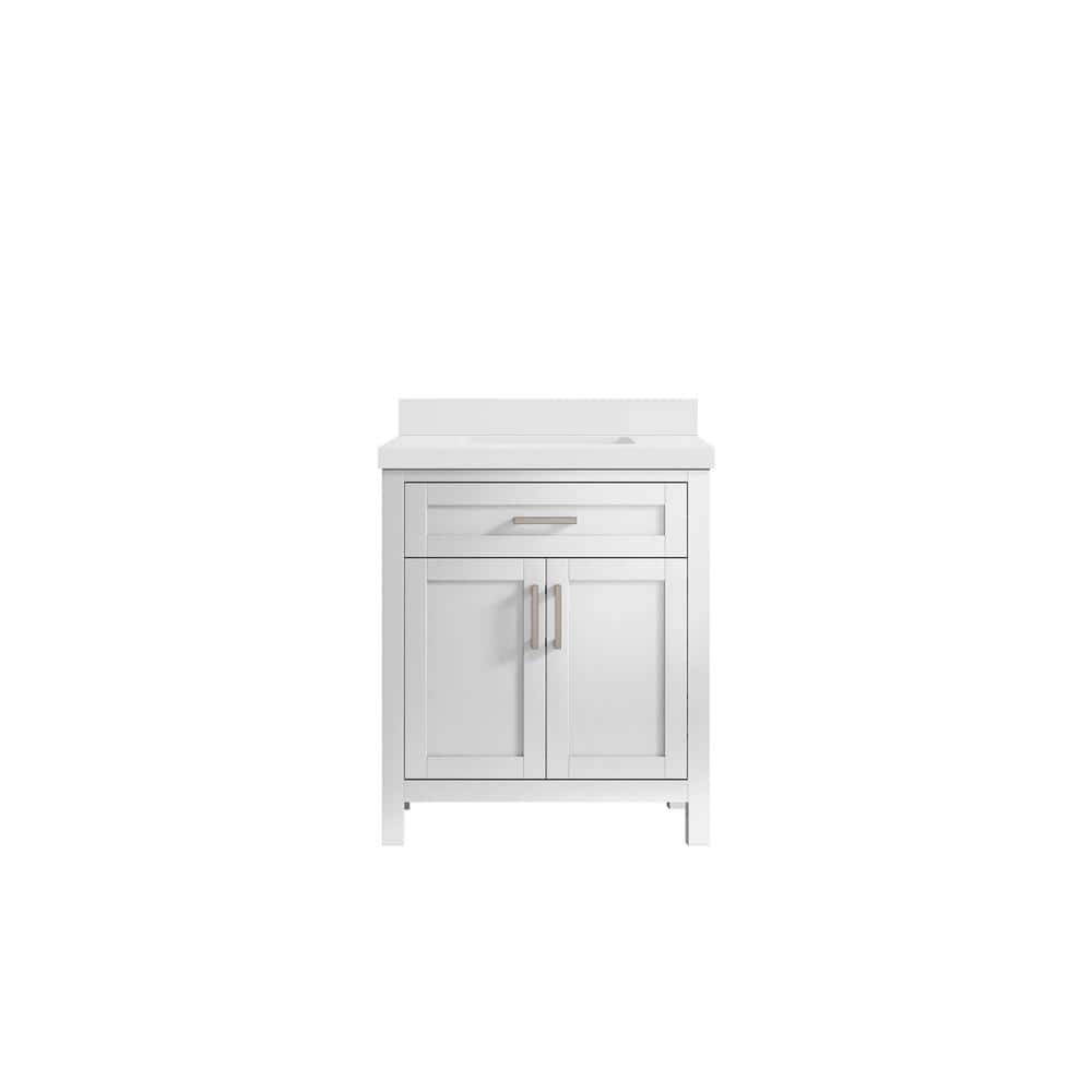 Cambridge 30 in. W x 22 in. D x 36 in. H Bath Vanity in White with 2 in White Quartz Top price history on PriceWatchPro