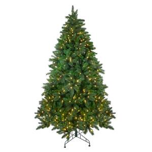 90 in. Pre-Lit Mixed Scotch Pine Artificial Christmas Tree with Warm White LED Lights