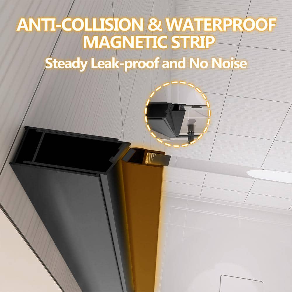 Matte Black Frameless Pivot Shower Door with Clear Glass, 32" x 72"