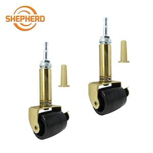 2-1/8 in. Black Rubber and Gold Steel Adjustable Bed Frame Stem Caster with Locking Brake, 125 lb. Load Rating (2-Pack)