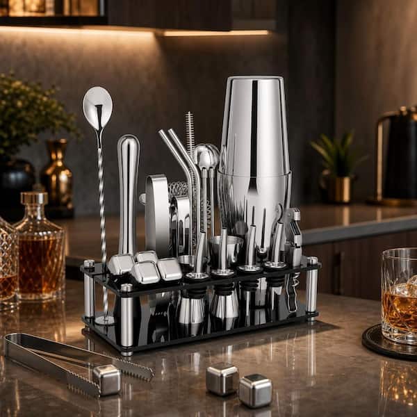 Wudkey 23-Piece Boston Bartender Kit with Acrylic Stand and