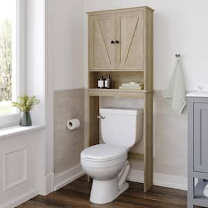 Dune 25 in. W x 66 in. H x 9 in. D Brown Over The Toilet Storage with Adjustable Shelves and Doors