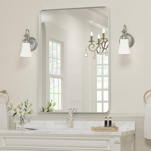 PAIHOME 20 in. W x 28 in. H Medium Rectangular Metal Framed Wall Mounted Wall Bathroom Mirrors ...