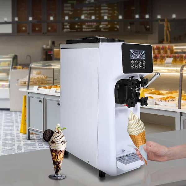 1000-Watt Commercial Ice Cream Machine Single Flavor 10.6 qt/H Yield Countertop Soft Serve Ice Cream Maker Auto Clean