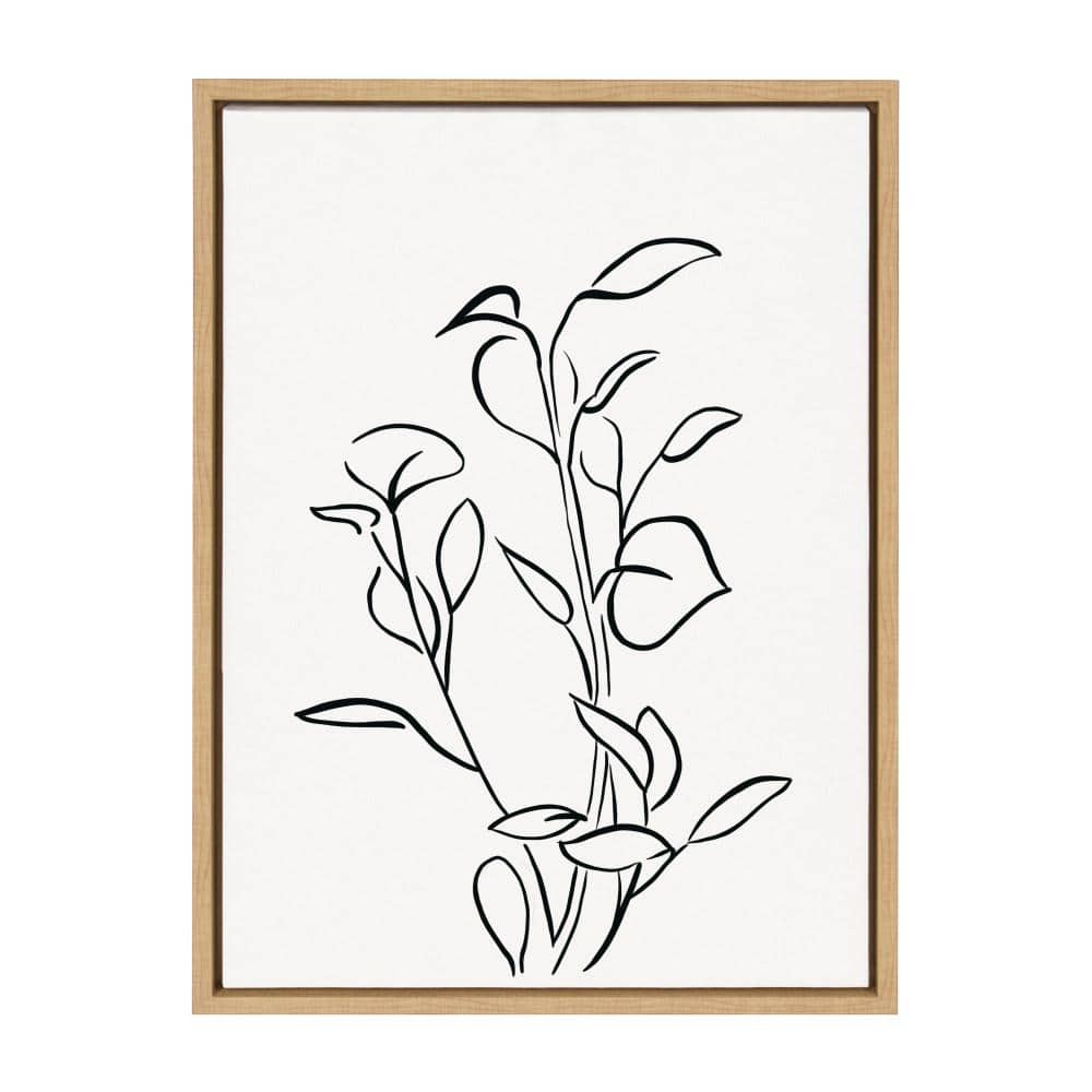Natural Framed Botanical Sketch Print on Canvas, 18 x 24