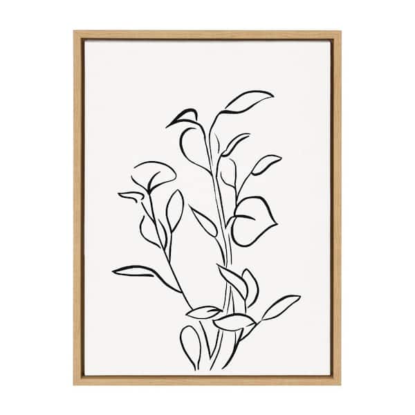 Kate and Laurel Sylvie Botanical Sketch Print No 2 in. 1-Piece Natural Framed Canvas Art Print, 24.00 in. x 18.00 in .