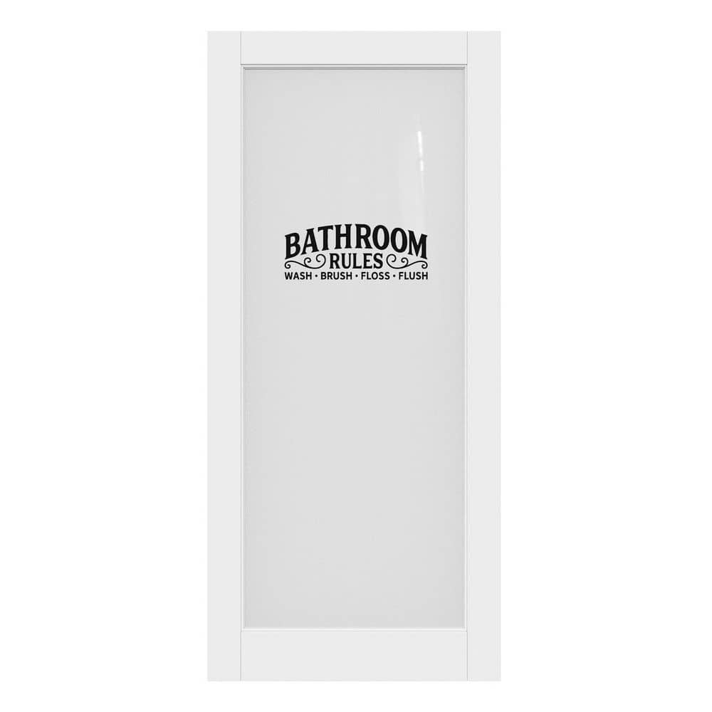 34 in. x 80 in. 1-Lite Tempered Frosted Glass White Primed Solid MDF Interior Door Slab with Peel Sticker (Bathroom) price history on PriceWatchPro