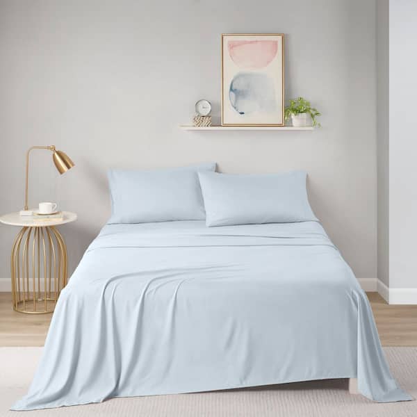Microfiber 4-Piece Blue Polyester King All Season Soft Touch Sheet Set