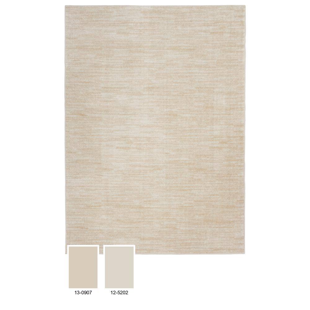 Elegant Ivory-Beige Round Indoor/Outdoor Area Rug, 4' Diameter