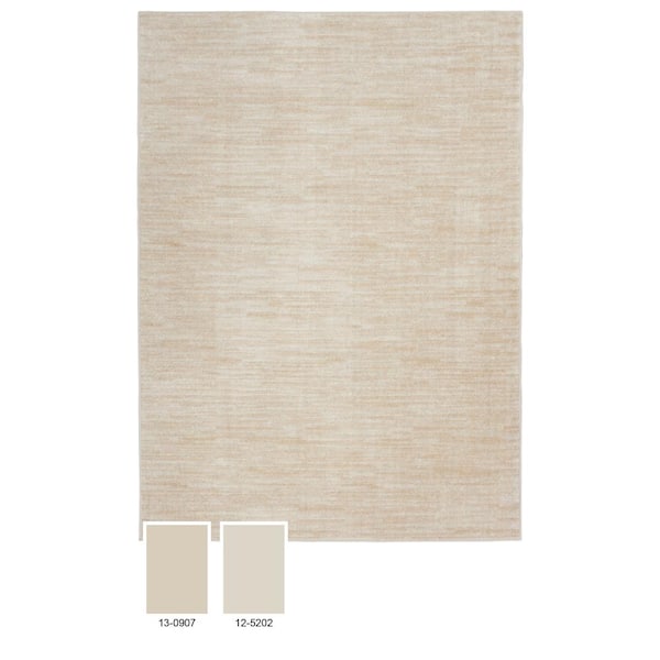 Essentials 5 ft. x 7 ft. Ivory Beige Solid Contemporary Indoor/Outdoor Patio Area Rug