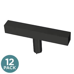 Square Bar Knobsble 3 in. (76 mm) Modern Matte Black Cabinet Knobs (12-Pack)