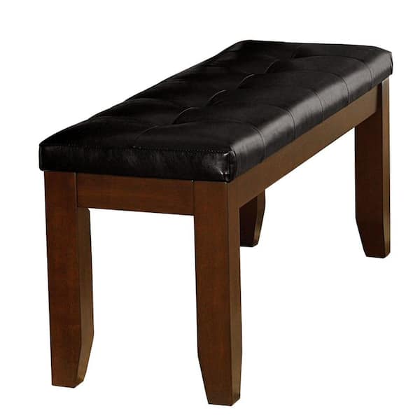 Benjara 16 in. Brown Backless Bedroom Bench with Tufted Seat