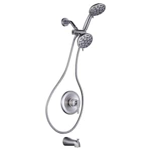 Single Handle 7-Spray Tub and Shower Faucet 1.8 GPM with Handheld Shower in Brushed Nickel (Valve Included)