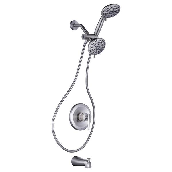 WOWOW Single Handle 7-Spray Tub and Shower Faucet 1.8 GPM with Handheld Shower in Brushed Nickel (Valve Included)