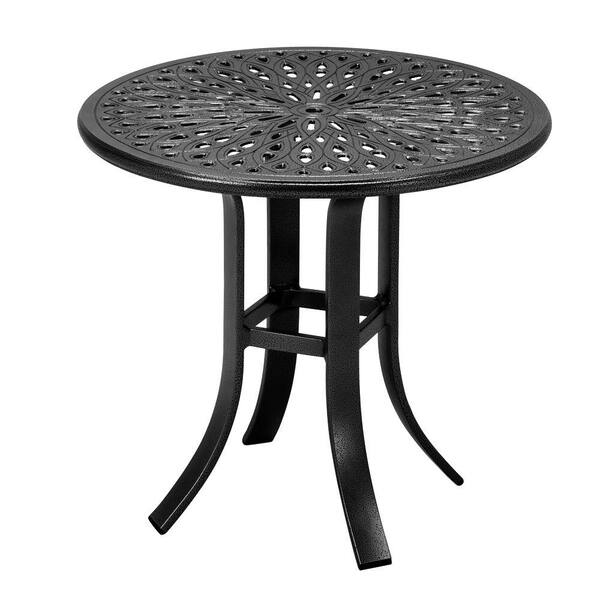 Tradewinds 24 in. Black Cast Aluminum Commercial Patio Occasional Table