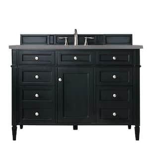 Brittany 48 in. W x 23.5 in.D x 34 in. H Single Vanity in Black Onyx with Quartz Top in Grey Expo