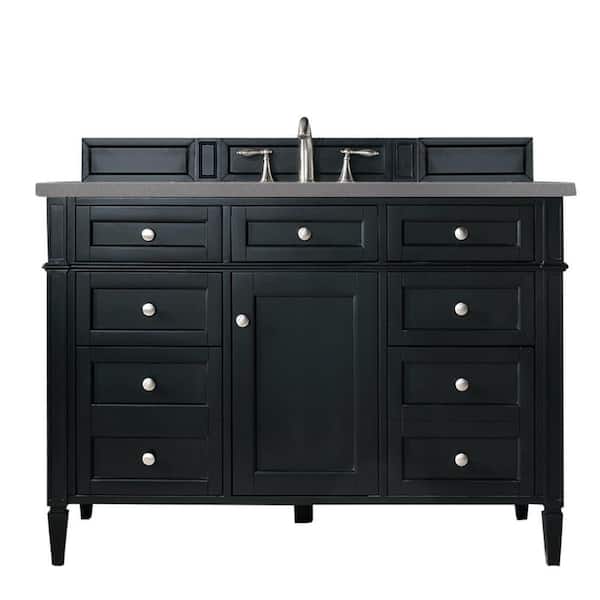 James Martin Vanities Brittany 48 in. W x 23.5 in.D x 34 in. H Single Vanity in Black Onyx with Quartz Top in Grey Expo