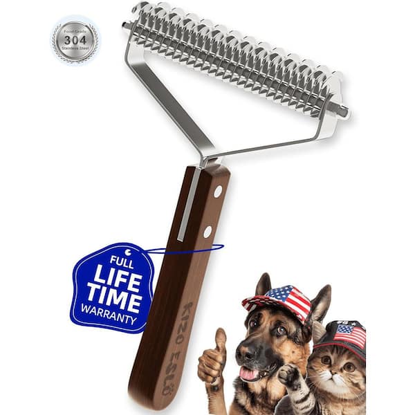 KIWDZFU Extra Large 2-Sided Undercoat Rake Dematting Comb for Dogs & Cats Safe Grooming Brush for Medium to Long-Haired Pets