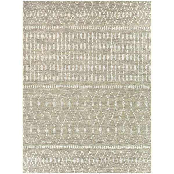 Peleus Tan/Taupe 9 ft. x 12 ft. Global Diamond Indoor/Outdoor Area Rug