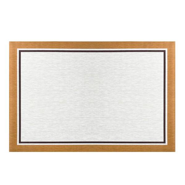 Lancaster Gold Woven Vinyl Home Kitchen Mat Waterproof Area Rug for Indoor/Outdoor 48 in. x 72 in.