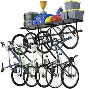 68 in. Bike Storage Rack with Shelf, Garage Bicycle Wall Mount Indoor Bicycle Organizer