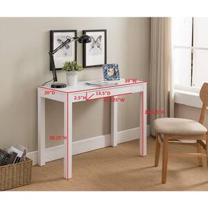 SignatureHome 39 in. W White Finish Material wood Delton Writing/Laptop Desk With 1 Drawer Size: 39"W x 20"L x 30"H