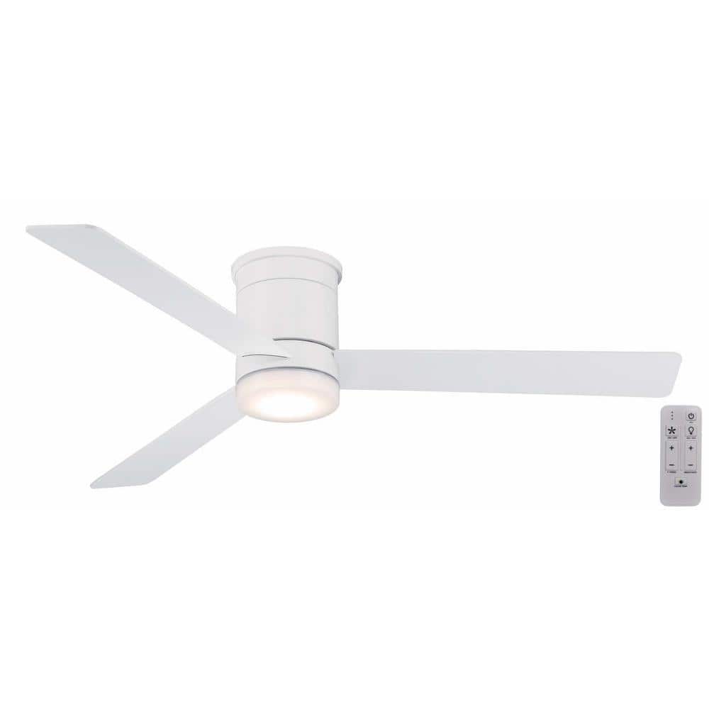 Hampton Bay Conjure 52 in. Integrated CCT LED Indoor Matte White Ceiling Fan with Light and Remote Control Included