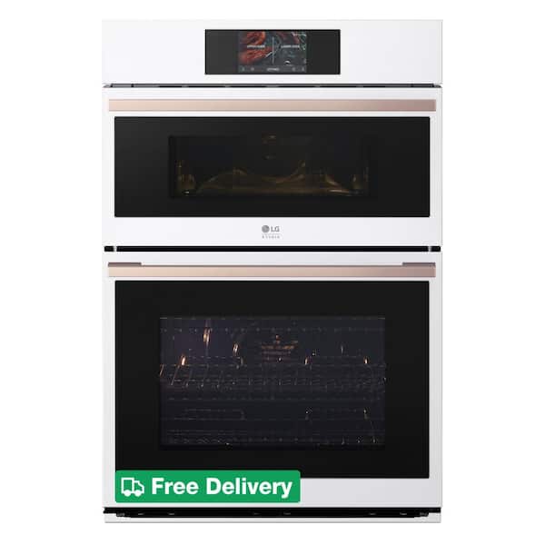 STUDIO 30 in. 1.7/4.7 cu. ft. Smart Combination Double Wall Oven with 7 in. Touch Display in Essence White
