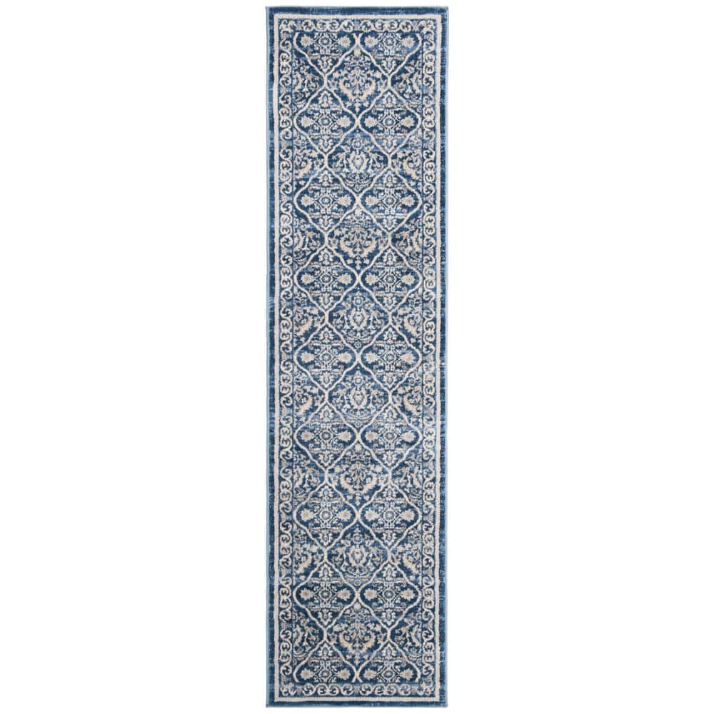 Brentwood Navy/Light Gray 2 ft. x 12 ft. Geometric Floral Border Runner Rug price history on PriceWatchPro