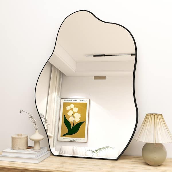 XRAMFY 24 in. W x 32 in. H Irregular Modern Frameless MDF Wall Mirror Decorative Mirror