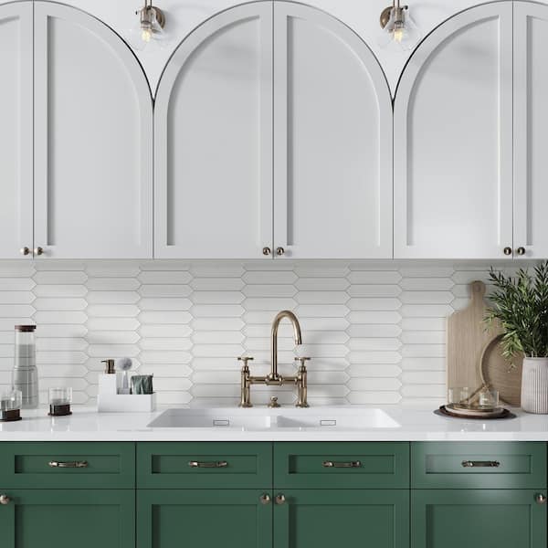 Piquet White 2 in. x 10 in. Matte Ceramic Picket Wall and Floor Tile (5.38 sq. ft./case) (44-pack)