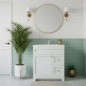 Daisy 30 in. W x 21 in. D x 36.5 in. H Single Sink Free Standing Bathroom Vanity in White with Cultured Marble Top