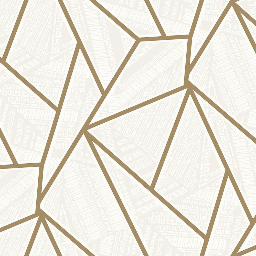 Seabrook Designs Metallic Gold and Morning Fog Metro Vector Unpasted ...