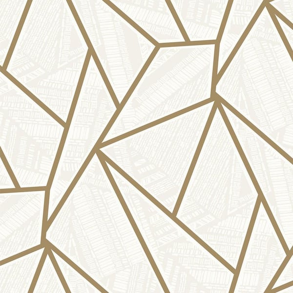 Seabrook Designs Quartz Metallic Gold And Off-White Geometric