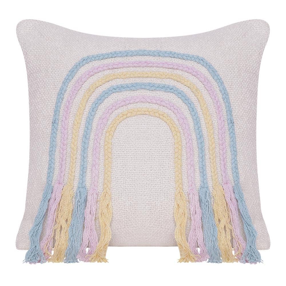 Groove Handmade Off-White/Multi Modern Cotton 20 in. x 20 in. Indoor Throw 