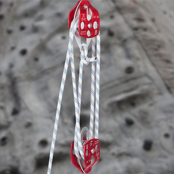 Twin Sheave Block and Tackle 0.43-0.5 In. 100-200 Ft. Twin Sheave Block with Braid Rope 30-35 KN 6600-7705 LB. Double
