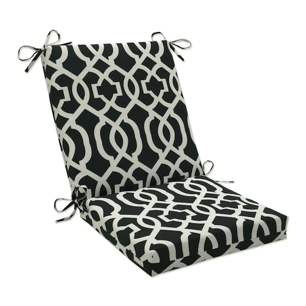 Pillow Perfect Trellis Outdoor/Indoor 18 in. W x 3 in. H Deep Seat, 1 Piece Chair Cushion and Square Corners in Black/White New Geo
