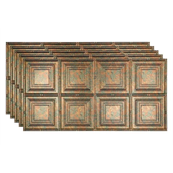 Fasade Portrait 2 ft. x 4 ft. Glue Up Vinyl Ceiling Tile in Copper Fantasy (40 sq. ft.)