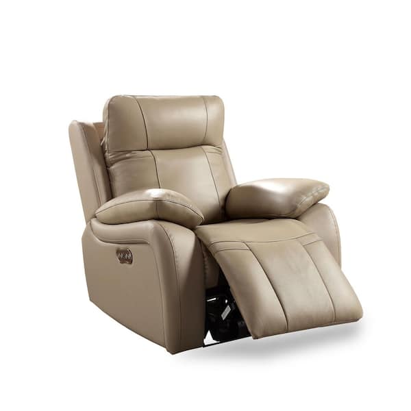 Furniture of America Grants Light Brown Leather Power Recliner ...