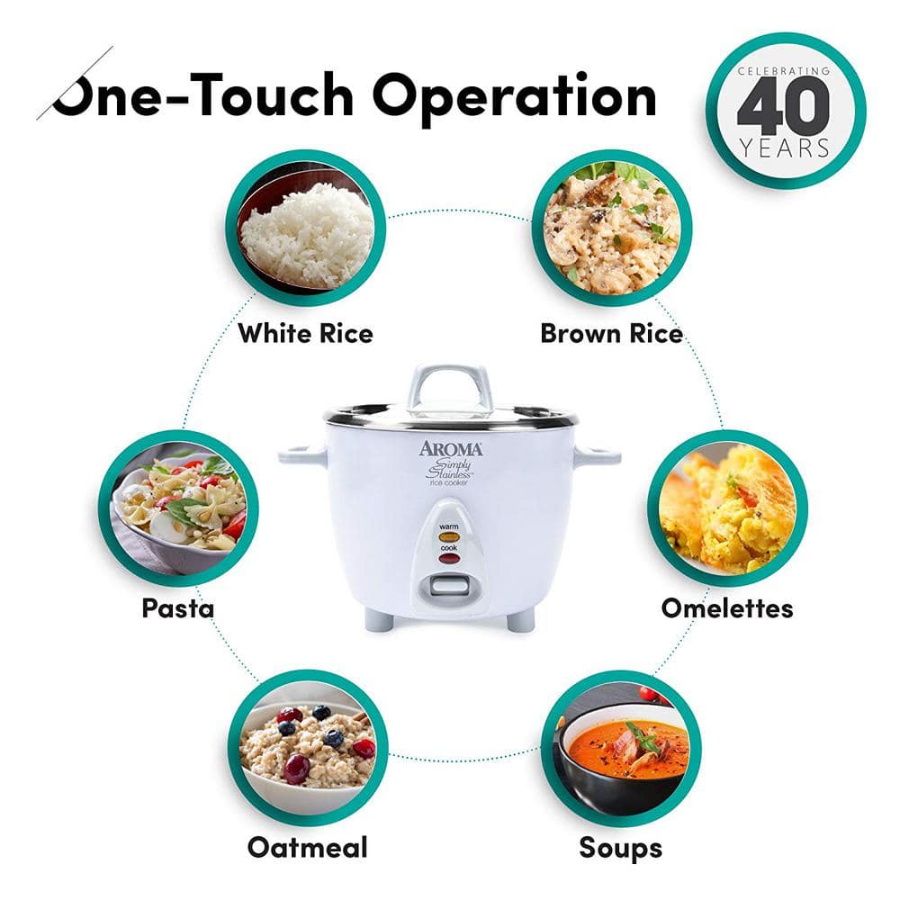 14-Cup White Stainless Steel Electric Rice Cooker with Steamer