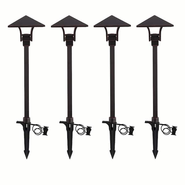 Hampton Bay 25-Watt Equivalent Low Voltage Oil Rubbed Bronze Integrated LED Outdoor Landscape Path Light (4-Pack)